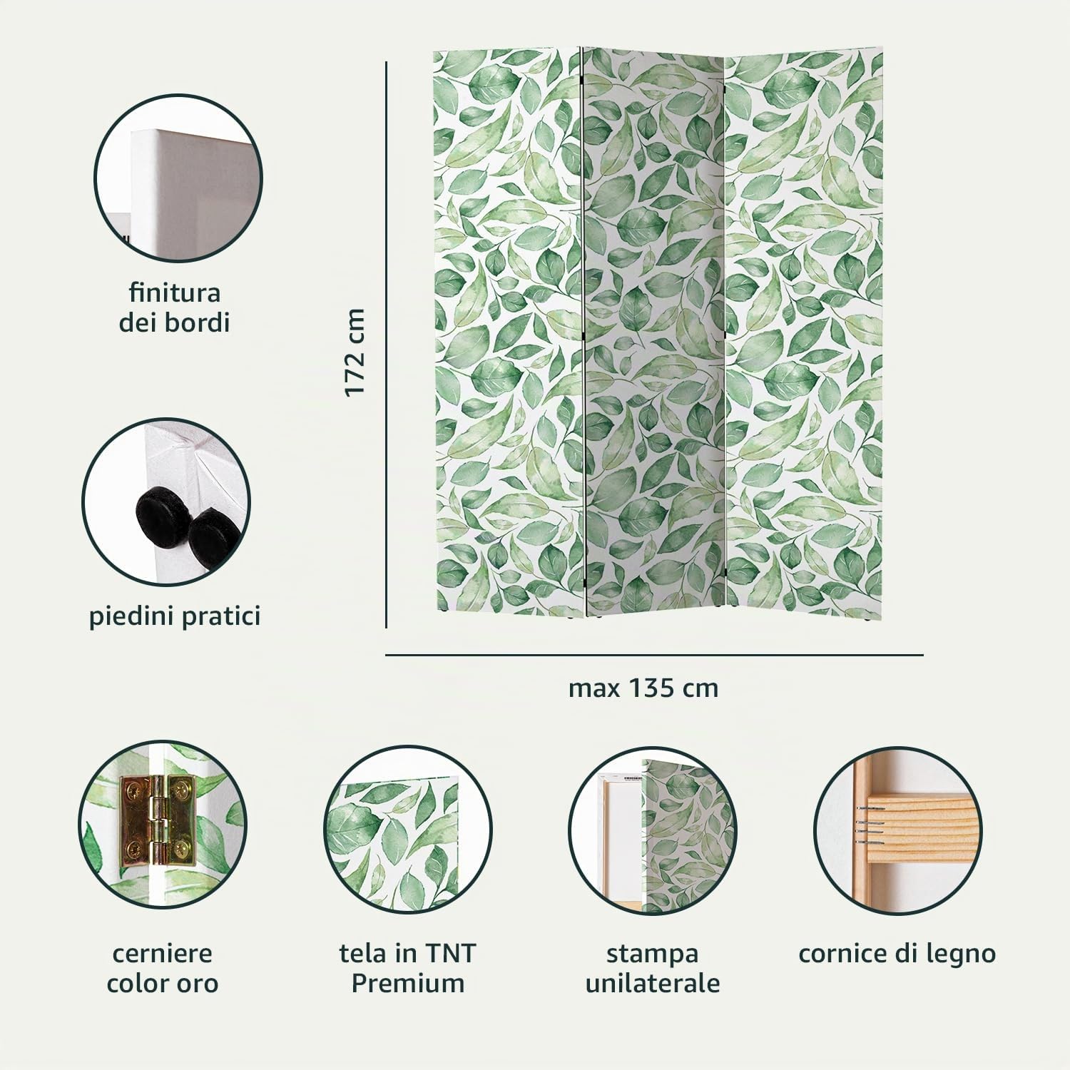 murando - Paravento da Interno 3 Pannelli, Separe Divisorio, 135x172 cm | 3 Pannelli Decorativi, Stampa su Un Lato, Tela in TNT, Pronto all'Uso, Separatore per Camera da Letto, Produzione EU