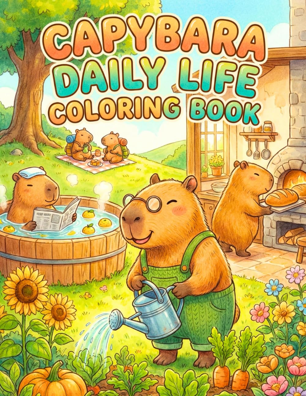 Capybara Daily Life Coloring Book: 50 Cute and Cozy Scenes of the World's Chillest Mammal – Bold & Easy Designs of Everyday Fun for Kids and Adults