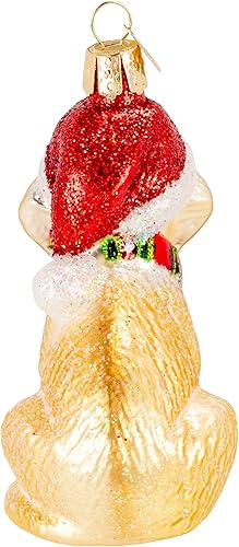 Miniatura 4 de Old World Christmas - Adorno de labrador amarillo festivo de vidrio soplado para árbol de Navidad, decoración navideña artesanal, colección de