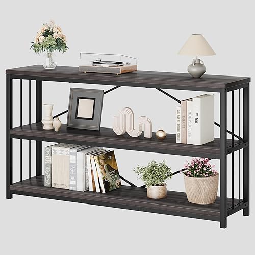 Miniatura 53 de LVB Mesa consola negra, mesa de entrada moderna para pasillo sala de estar, mesa de sofá industrial detrás del sofá, mesa de entrada de metal de