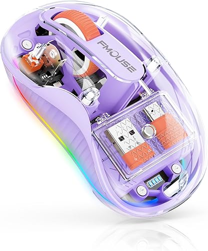 Impresionante mouse inalámbrico transparente, Bluetooth dual y 2.4 GHz para múltiples dispositivos, receptor USB-C ideal para MacBookportátiles,