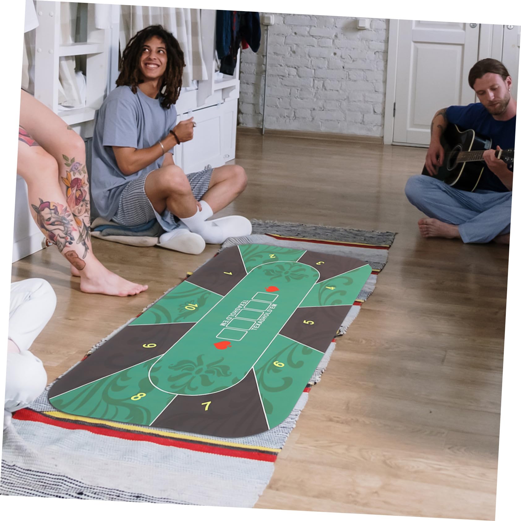 Gatuida Rechteckige Poker Spielmatte aus Gummi für 10 Personen Grün