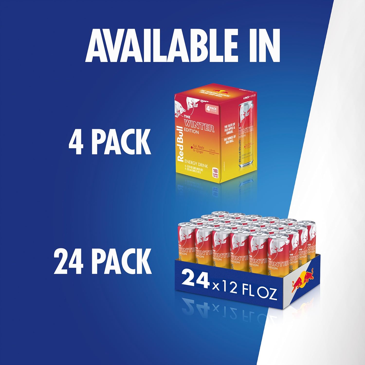 Red Bull Winter Edition Energy Drink, Fuji Apple & Ginger, 12 fl. oz., Pack of 4 cans, with 114mg Caffeine, Taurine & B Vitamins