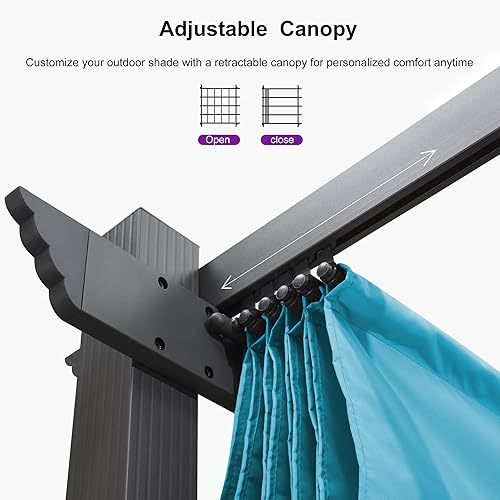 Miniatura 12 de PURPLE LEAF - Pérgola/kiosco retráctil de metal de 10 x 12 pies con toldo para exteriores, patio, jardín, porche, playa, pabellón estilo enrejado