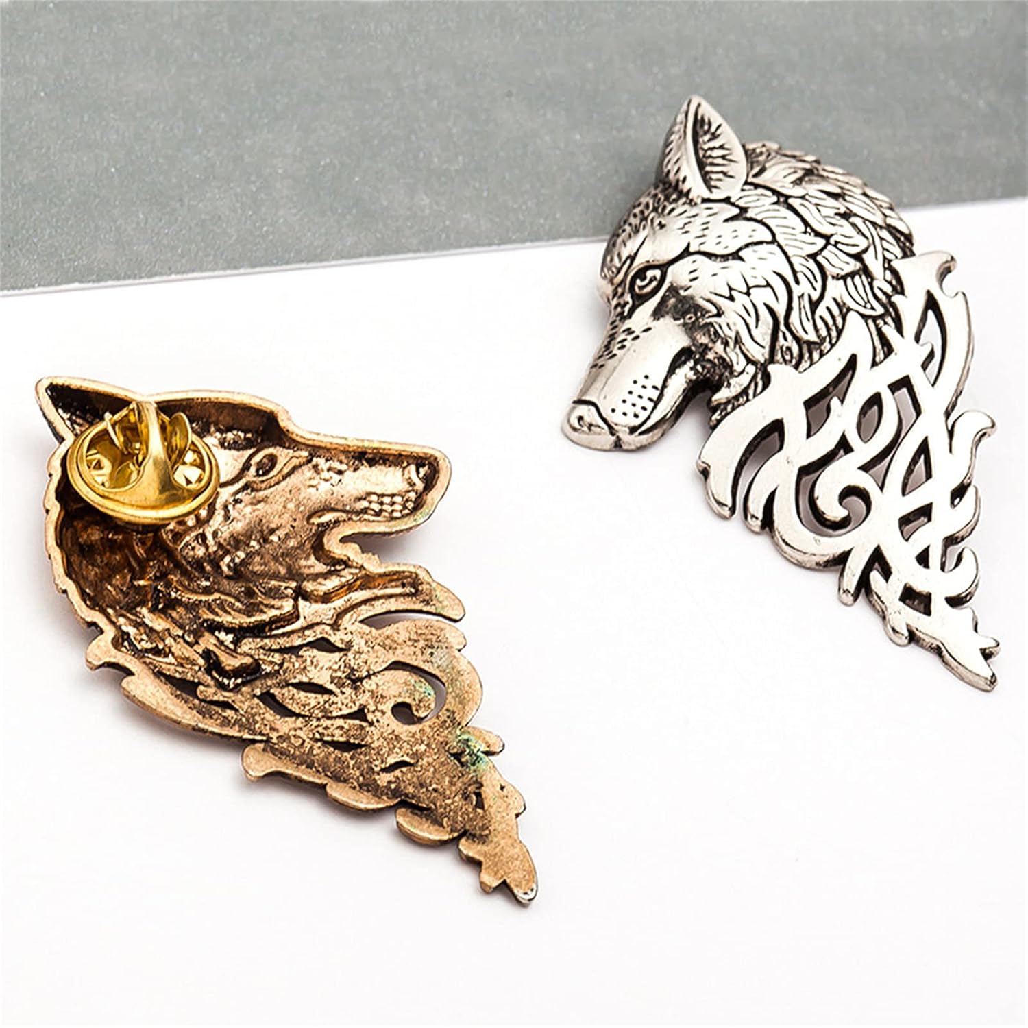 coadipress Vintage Bohemian Wolf Pin Brooch Fashion Animal Dire Wolf Head Coyote Antique Retro Lapel Brooches Badge Men's Suits Buckle Neckwear Accessories - Image 2