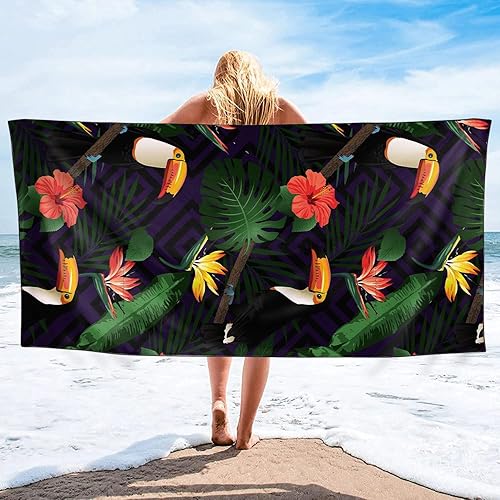 Miniatura 2 de Toalla de playa de gran tamaño de secado rápido, sin arena, toallas de playa de microfibra ligera para natación, piscina, camping, viajes, hojas