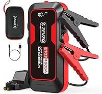 SZEVZO ET03 4000A Peak Jump Starter for 8.0L Gas/7.0L Diesel - 74Wh Power Bank, USB Ports, LCD Display, LED Light & Case