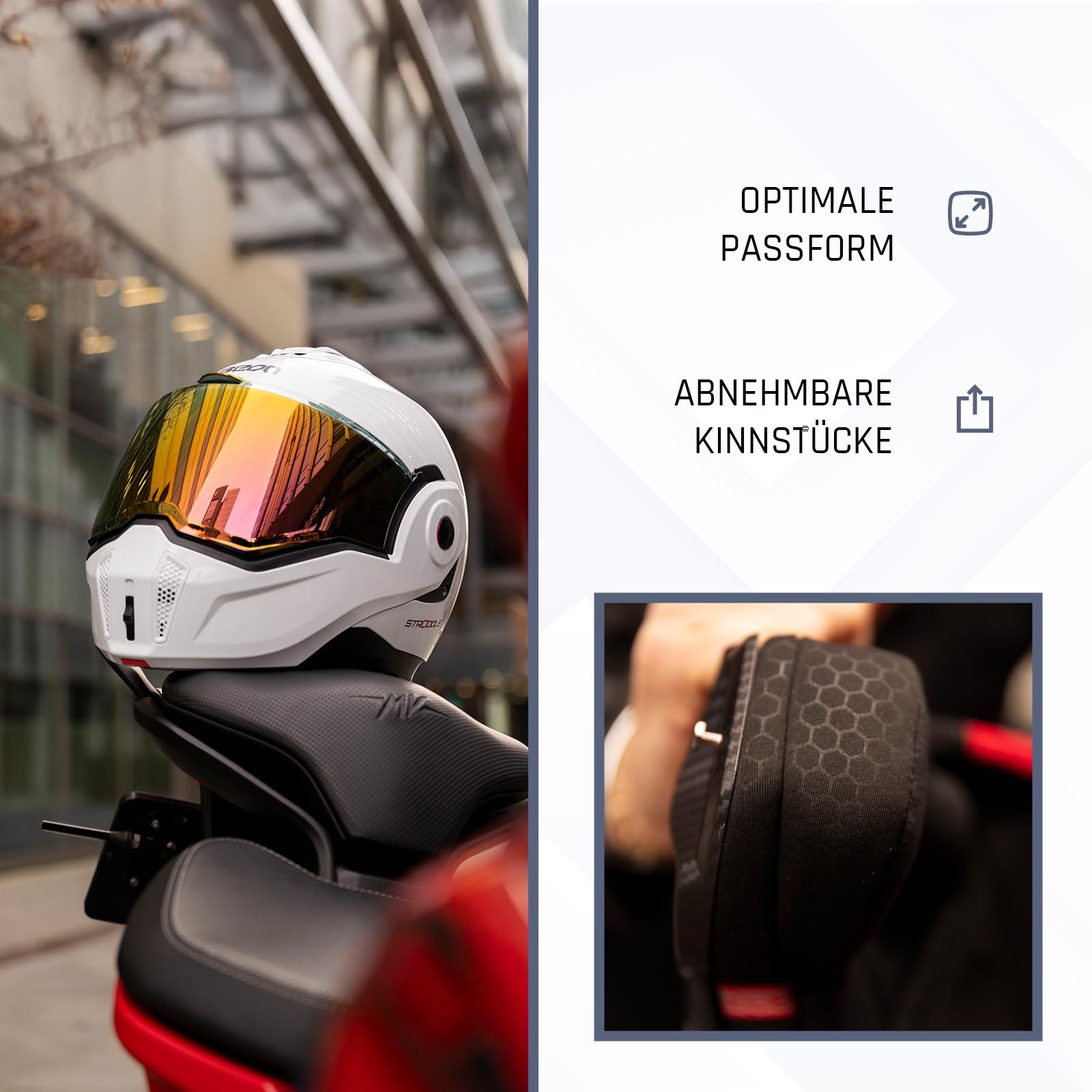 BEON Stradale Motorradhelm - Systemhelm Klapphelme mit Visier und Sonnenblende - Rollerhelm Sonnenblende - Motorrad Helm Damen & Herren - Integralhelm 180° Klappbar - L