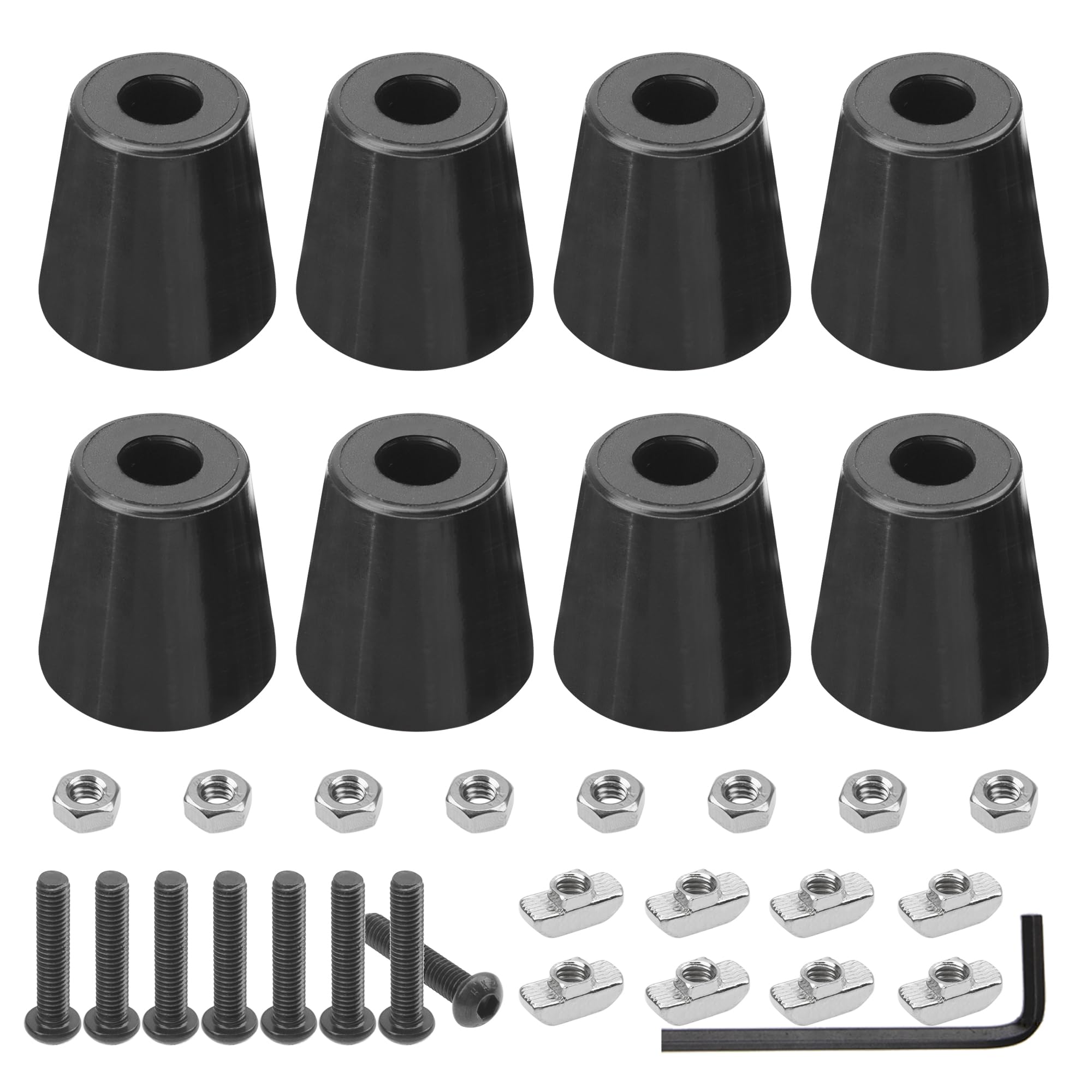 Rrina 8Pcs Large Anti-Vibration Heavy Rubber Landing Mat Feet with T-Nut Screw Wrench for 4040 Series Aluminum Extrusion Profile 3D Printer Parts Electrical Furniture