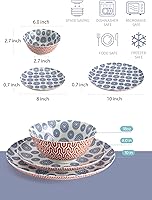 Vista 3 de Amazingware Juego de vajilla de porcelana, 18 piezas, servicio para 6, diseños surtidos