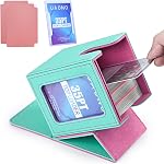 UAONO Boîte à cartes avec MTG Commander Display, porte-boîte de carte design brevetée 100+ Cartes à manches doubles, PU Boîte de rangement de cartes en cuir pour TCG avec 2 Diviseurs, 1 Chargeur principal (Noir et Bleu)