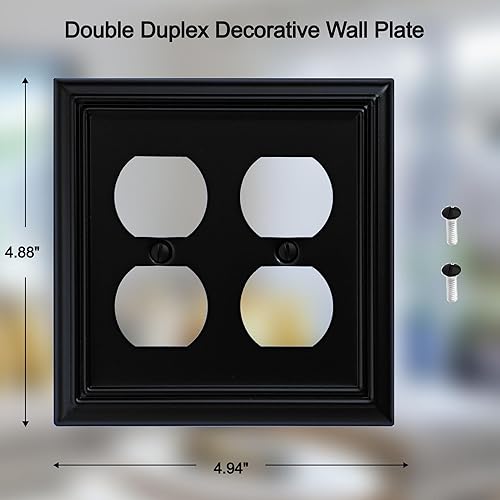 Vista 39 de Adler - Cubierta de pared de metal para interruptor de luz cuádruple, paquete de 2 unidades, color negro, 4 bandas, para interruptor de atenuación