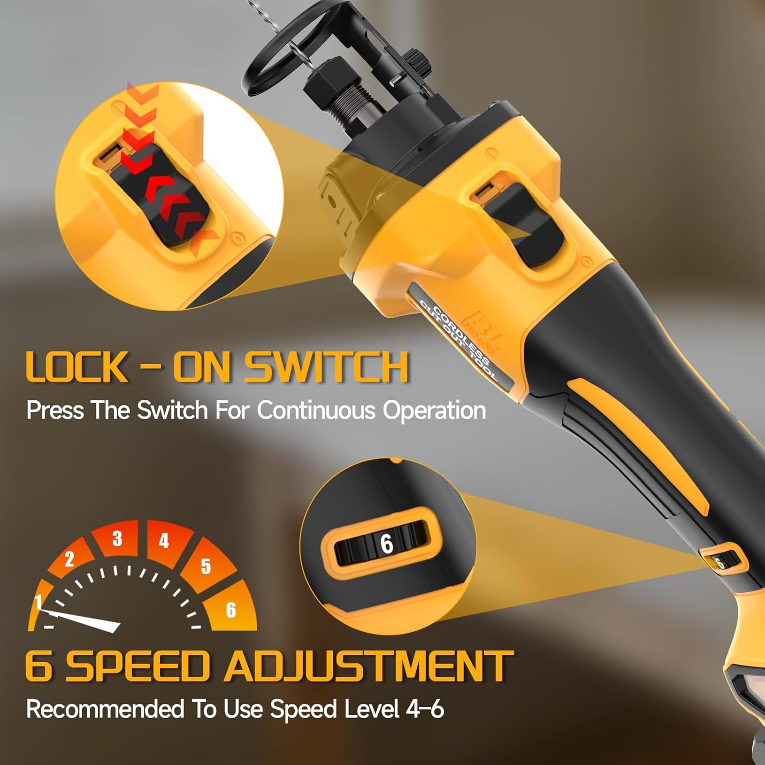 Brushless Drywall Cut-Out Tool for Dewalt 20V Battery (Tool Only), Cordless Drywall Rotary Saw, 28000 RPM, 6 Speed Adjust, Depth Adjust, 1/8" Quick Bit Change, Cutting Tool for Drywall