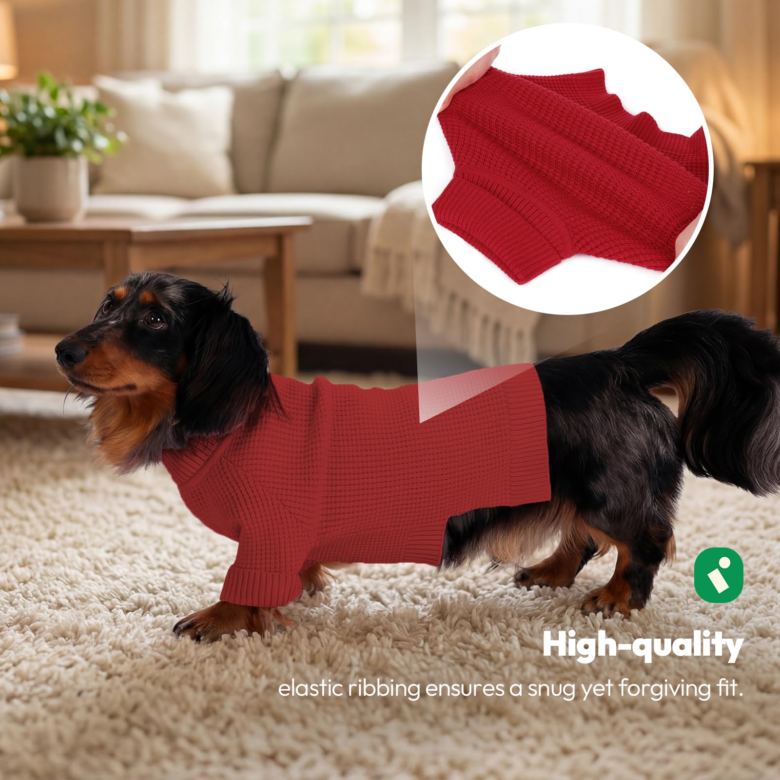 KONVINIT Sweter dla psa średniej wielkości – oddychający sweter dla psa dla buldoga francuskiego i Corgi, długi rękaw z golfem