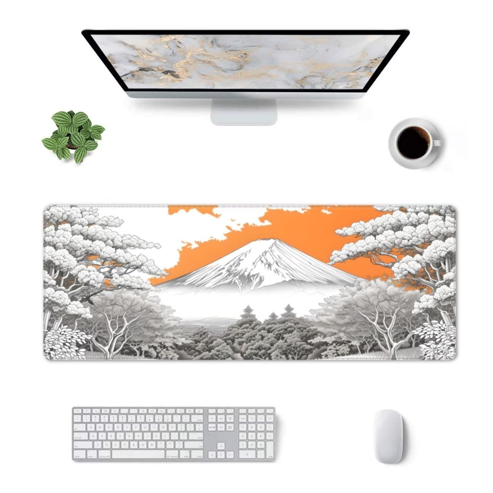 Tappetino Mouse, Tappetino Mouse Gaming Grande XXL 1500x800x3mm Tappetino Scrivania Mouse Pad, Base in Gomma Antiscivolo, Bordi Cuciti,Lavabile, Mousepad per Ufficio e Gaming (Fuji) R-190