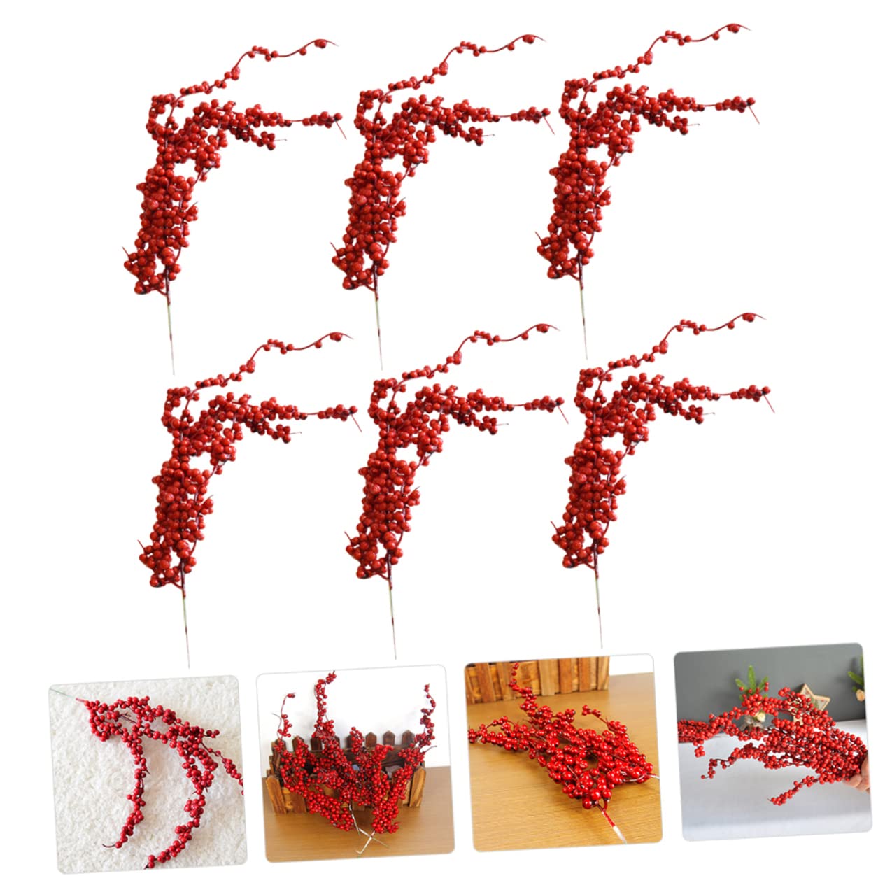 Abaodam 18piezas Ramas Artificiales Berries Rojas para Decoración Navideña Adornos De Árbol y Manualidades