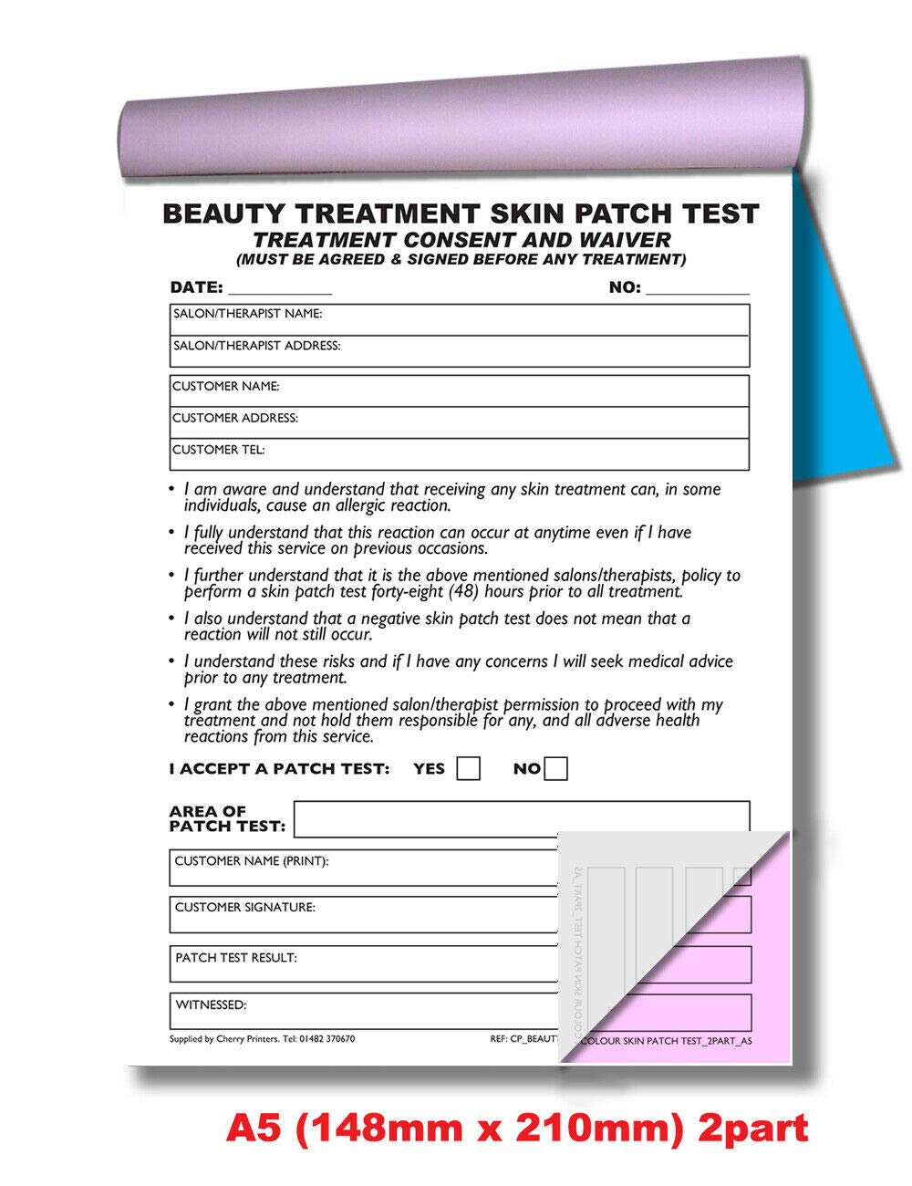Cherry NCR - Quaderno Duplicato Per Malattie E Lesioni, Formato A5