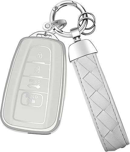 Funda para llavero Toyota con llavero de cuero, TPU suave 34 botones Key Shell, compatible con RAV4 CHR Camry Corolla Highlander Sienna Avalon Prius