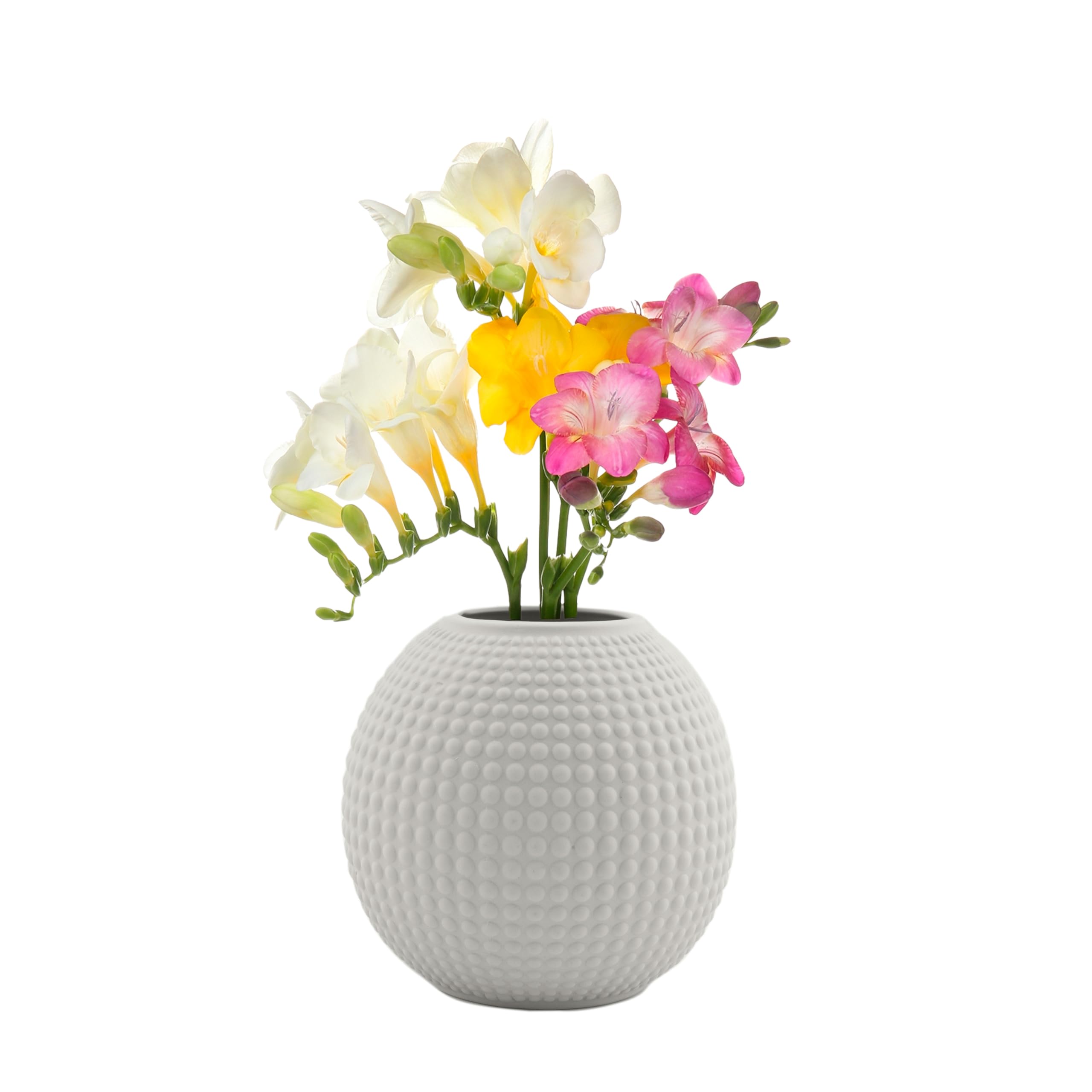 Point-Virgule Low ceramic vase, home decoration with elegant design, light grey, 14x13cm