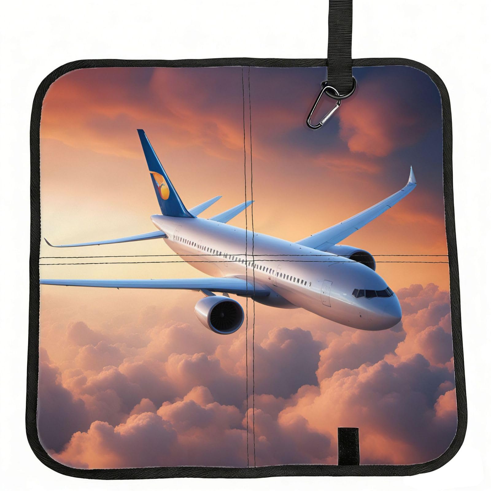 UVBDF Beautiful Sky Airplane Print Outdoor Sitting Cushion Folding Seat Pad Compact Portable Picnic Bench Cushion Mat
