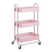 Amazon Basics Carrello con ruote a 3 scomparti, rosa cipria