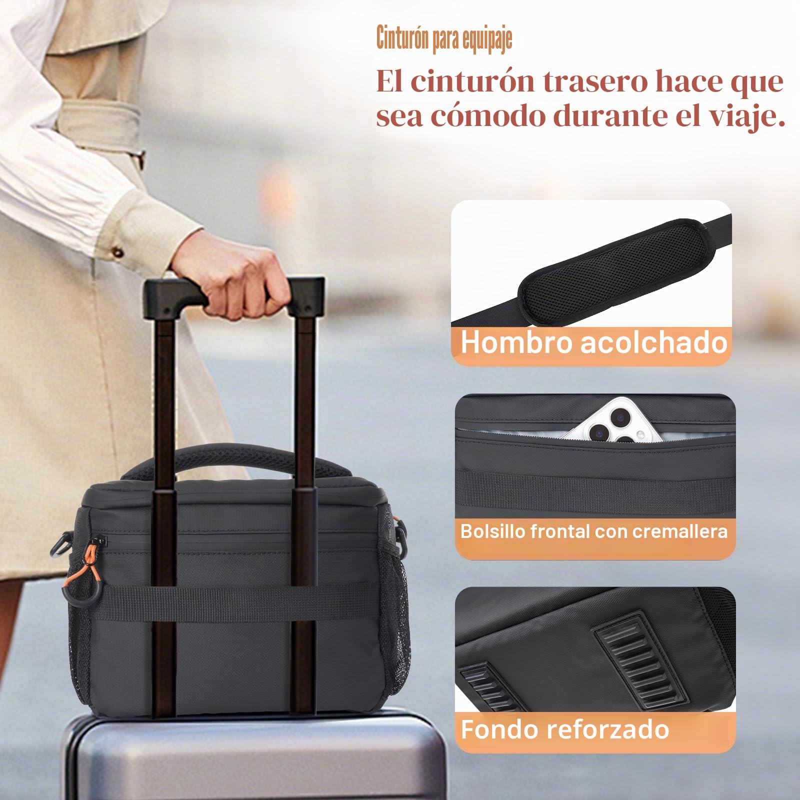MOSISO Bolso Pequeño para Cámara para Fotógrafos, Bolsos Compactos Hombro Cámara para cámaras DSLR/SLR/Sin Espejo, Impermeable Bolso Cruzado Fotografía con Rain Cover para Canon/Sony,Negro