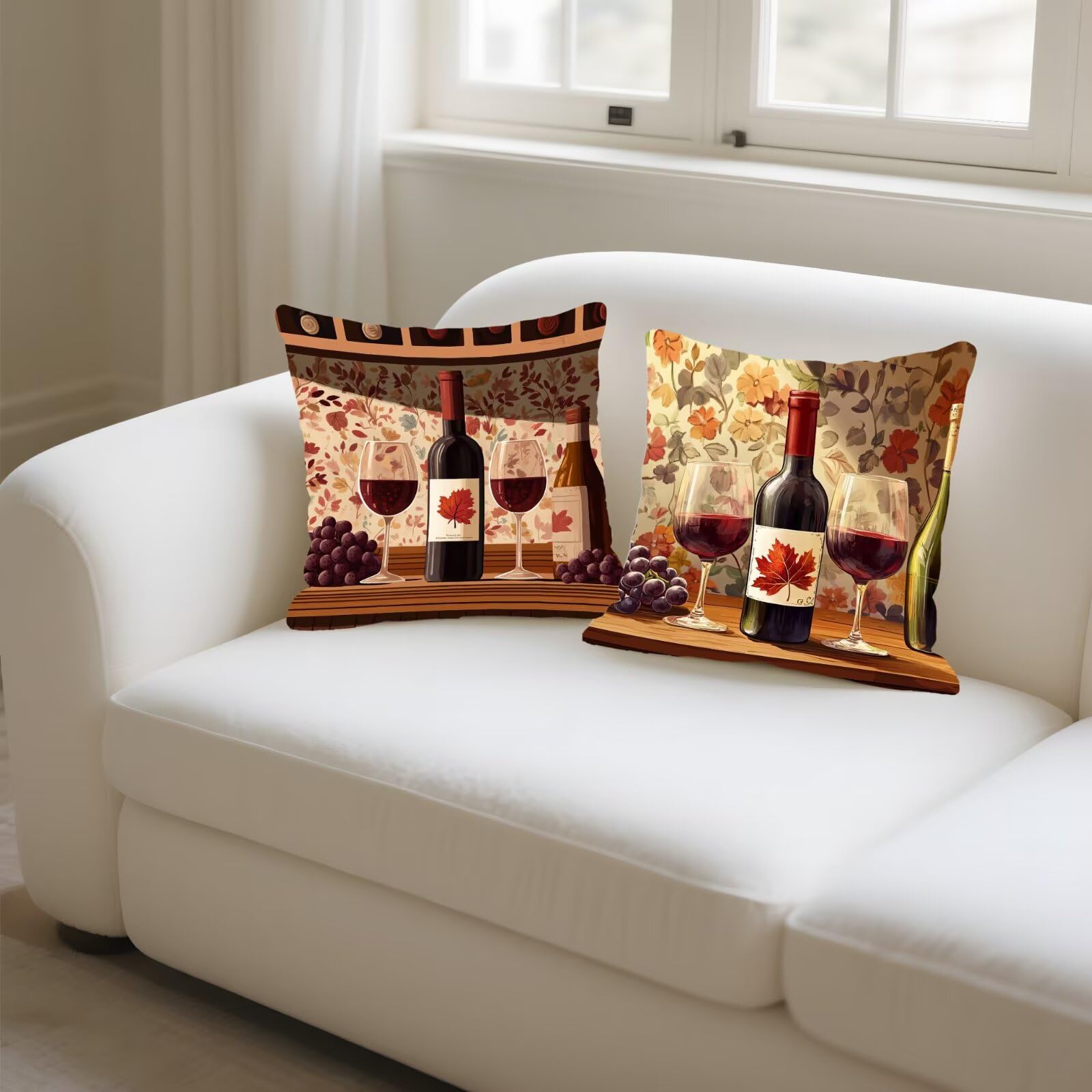 Cojines Sofa Fundas Cojines 60x60cm SúPer Suave Cojin Retro Vino Juego de 4, Fundas Almohada Impermeable Exterior, Interior Y Exterior Cojin Decorativos, JardíN Sillaterraza Regalos NavideñOs P-155