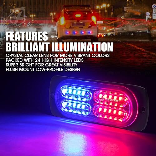 Miniatura 3 de Xprite Kit de 24 luces LED estroboscópicas de montaje en superficie con panel de control, rejilla de parrilla intermitente de advertencia de