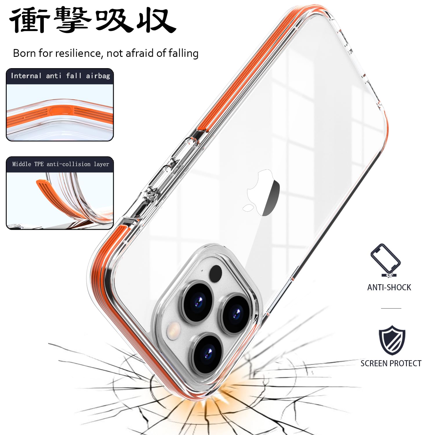 Amazon.co.jp: MuZiF iPhone 14 Pro 用 ケース クリア 米軍規格 耐衝撃