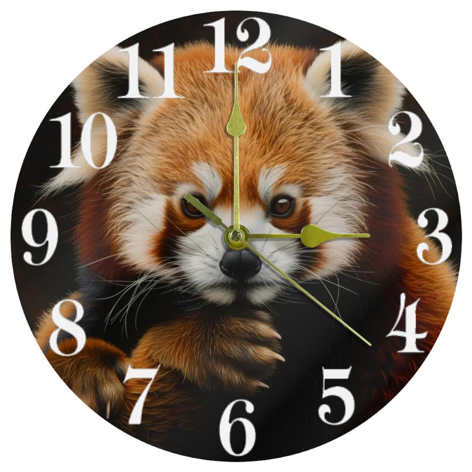 Horloge panda rouge silencieuse à mouvement quartz pour une chambre d'enfant sans tic-tac