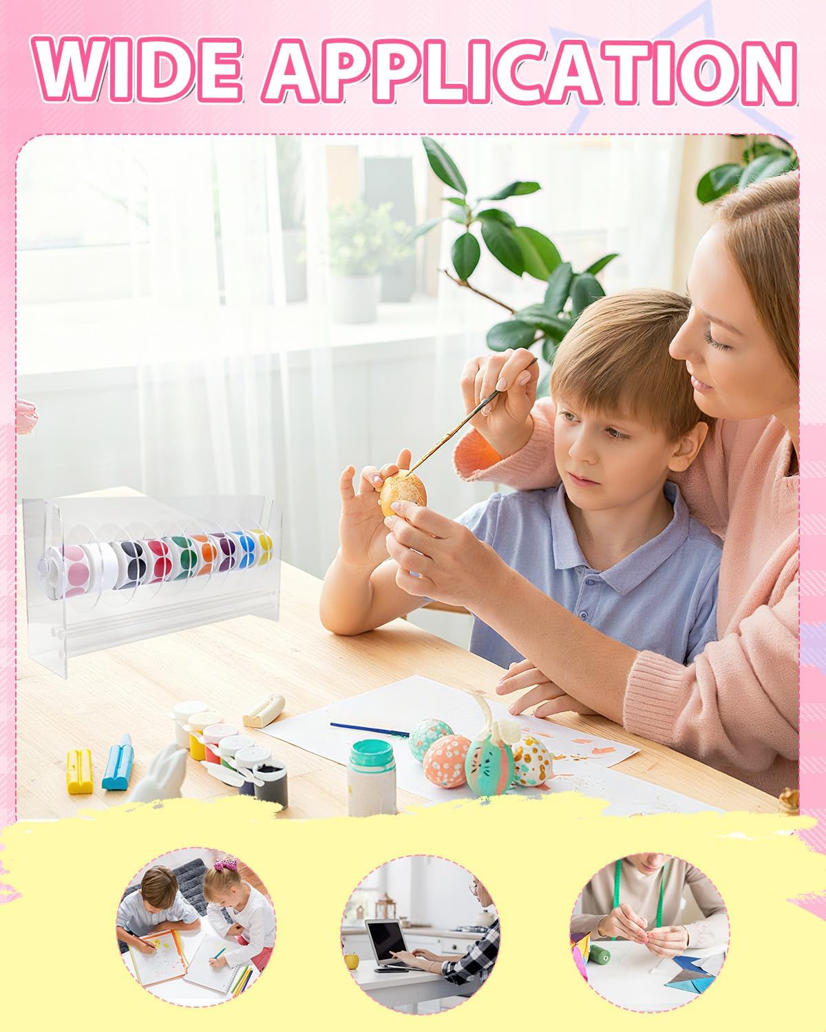UCEC 9 Disks Sticker Roll Dispenser, Acrylic Label Sticker Holder