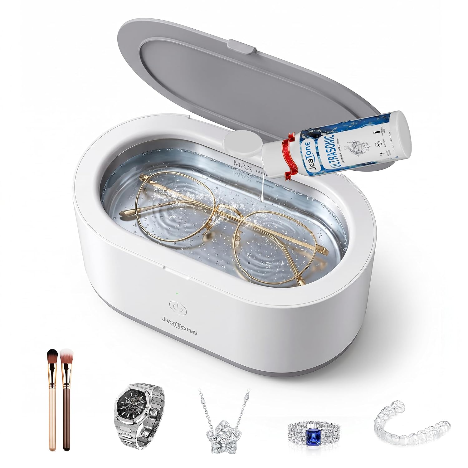 JeaTone 600ML Ultrasonic Cleaner with 50ml Jewelry Cleaner Solution