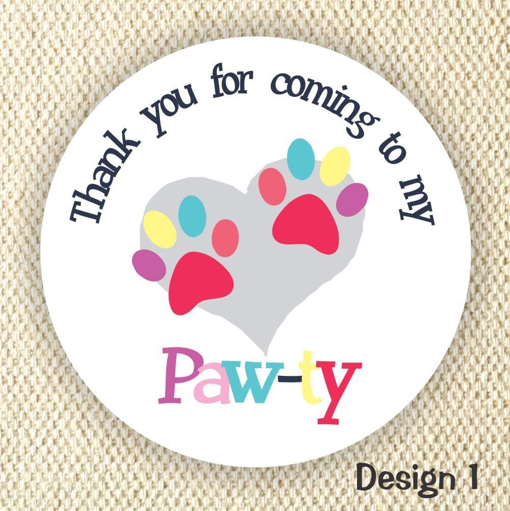 Amazon.com: Paw-ty Favor Stickers - Puppy Birthday Stickers - Paw favor ...