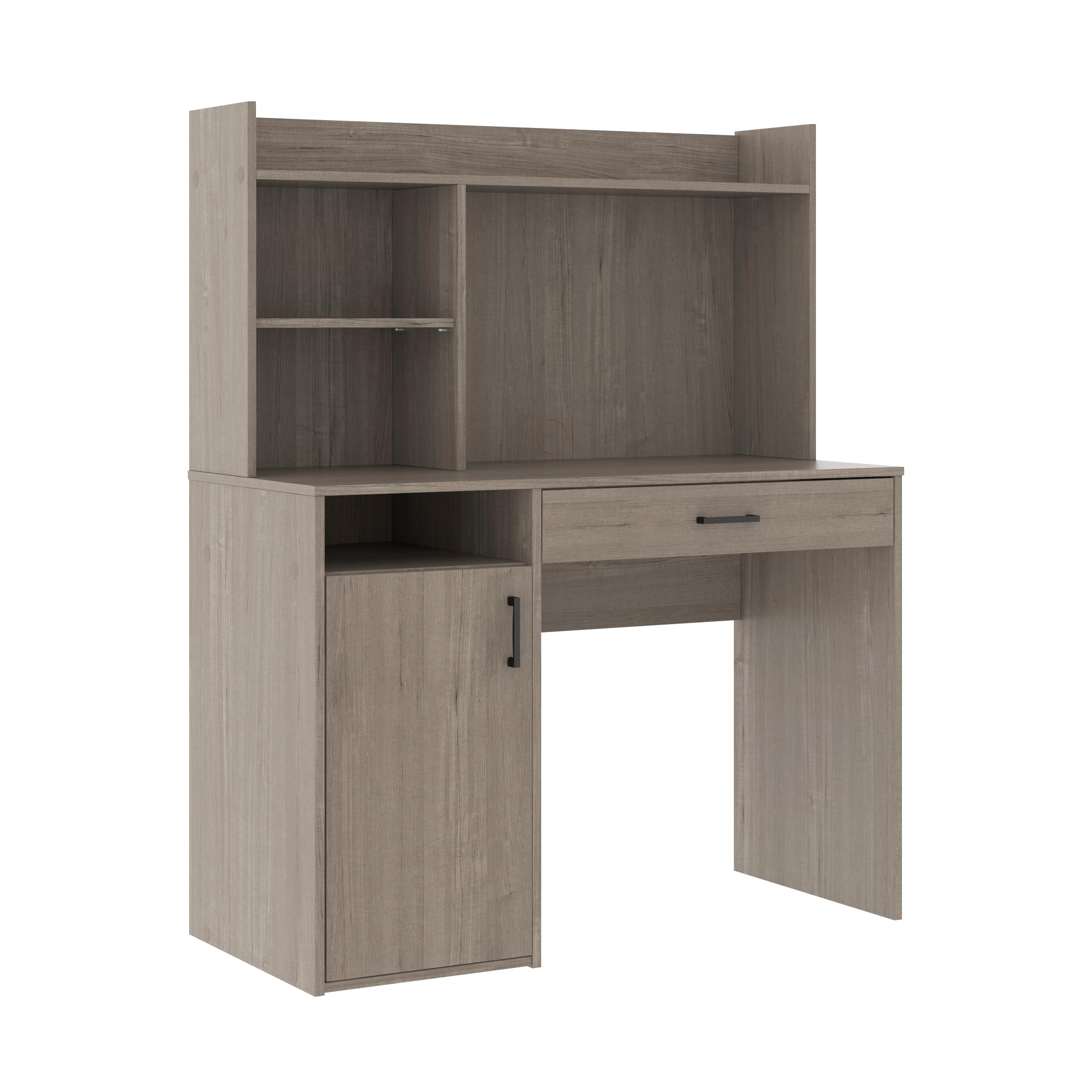 Sauder Beginnings Desk with Hutch and Drawer, Silver Sycamore