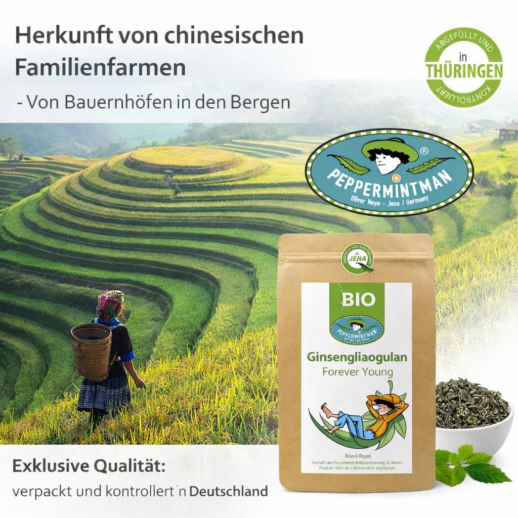 Ginsengblätter 1000 g - Forever Young - traditionelle gerollte Blätter - PEPPERMINTMAN - Potpourri