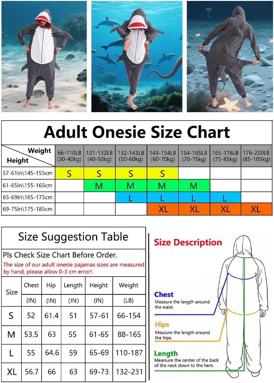 vavalad Adult Shark Onesie Pajamas Unisex Cosplay Costume Women and Men - Image 5
