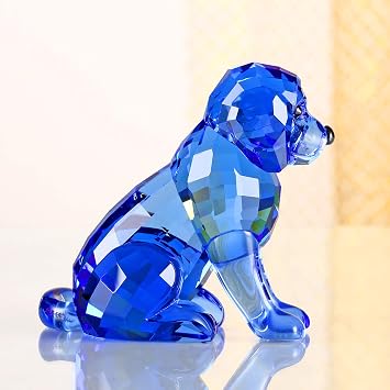 DOJOZ Crystal Labrador Dog Puppy Figurine Animals Lovely Craft Home Decor Ornaments Collectible Birthday Gifts (Blue)