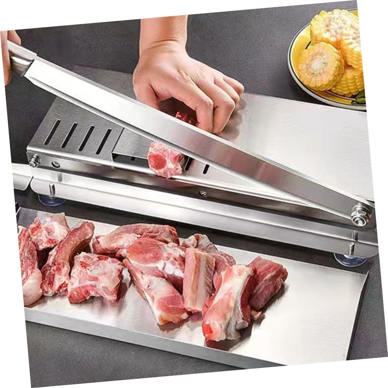 Meat Slicer Food Slicer Manual Ribs Meat Chopper Electric Cutter for Chicken Fish Ribs Beef Vegetable