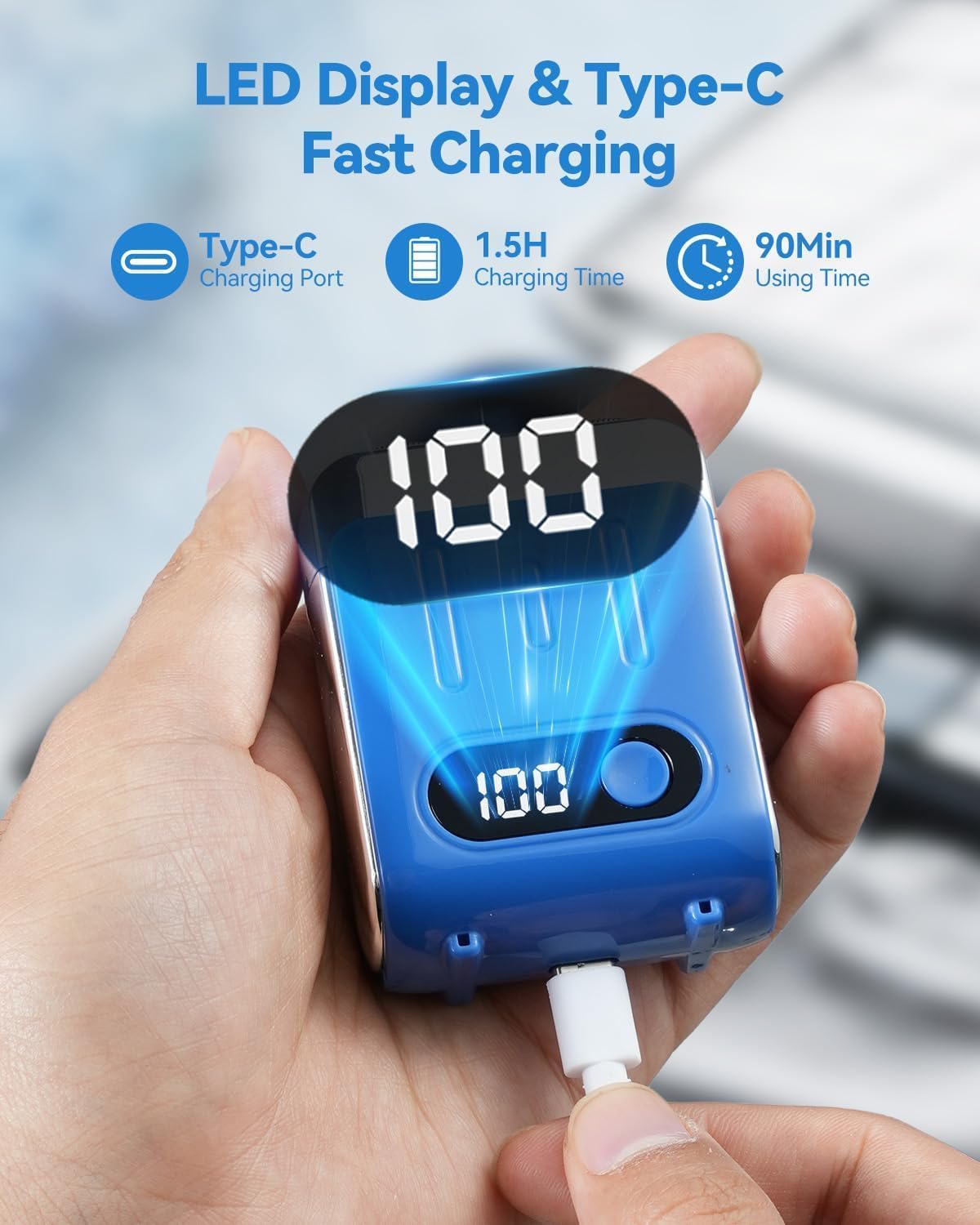 Mini Electric Shaver for Men: USB C Fast Charge Portable Electric Razor with LED Display - IPX8 Waterproof Wet and Dry Travel Small Shavers Dual Head Pocket Shaver for Beard Face - Image 4