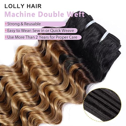 Vista 10 de Manojos de cabello humano ondulado profundo de 20, 22, 24 pulgadas, paquetes de ondas de agua, 100% sin procesar, 12A, cabello humano virgen