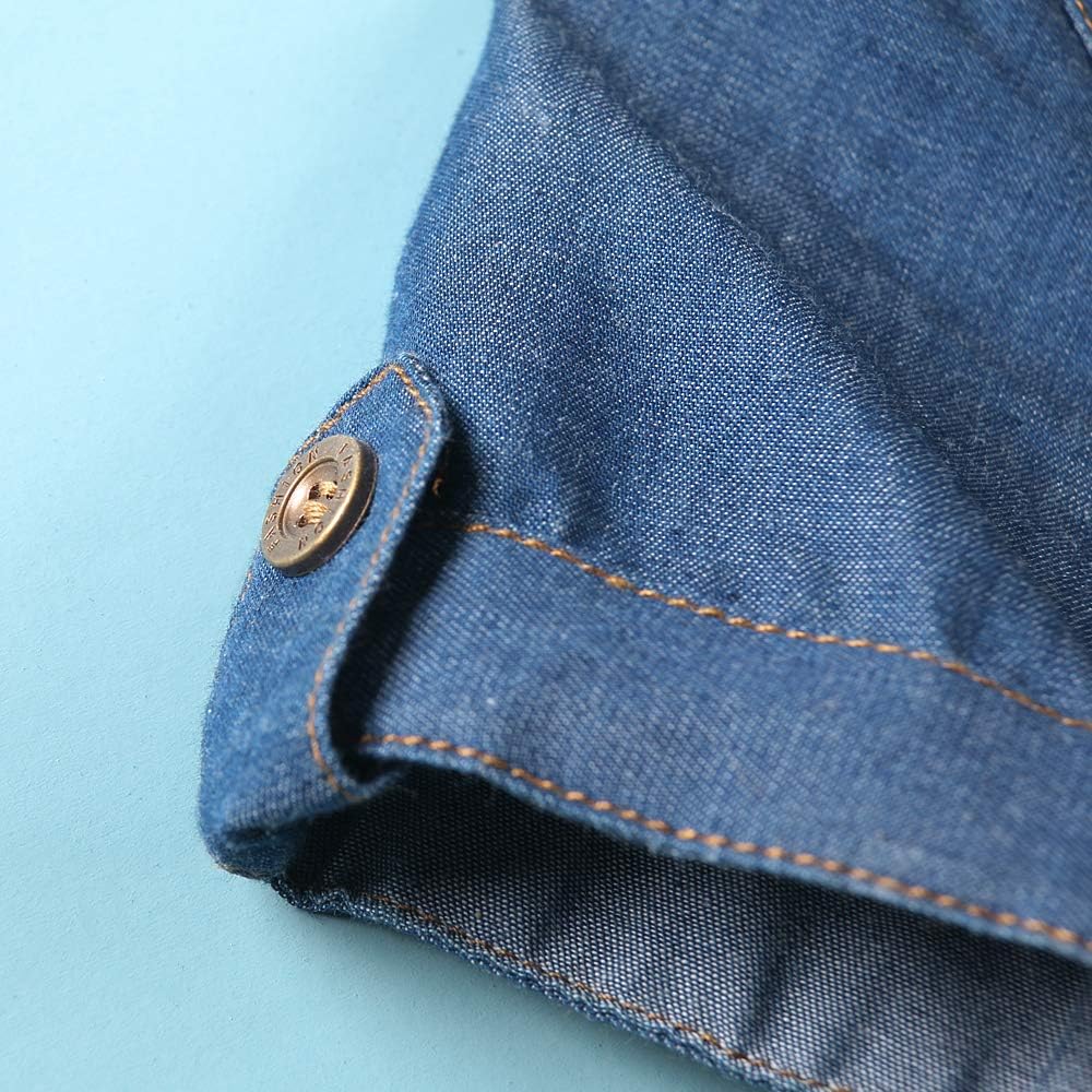 Mesinsefra Boys' Short Sleeve Denim Button Down Lightweight Shirt Summer - Image 5