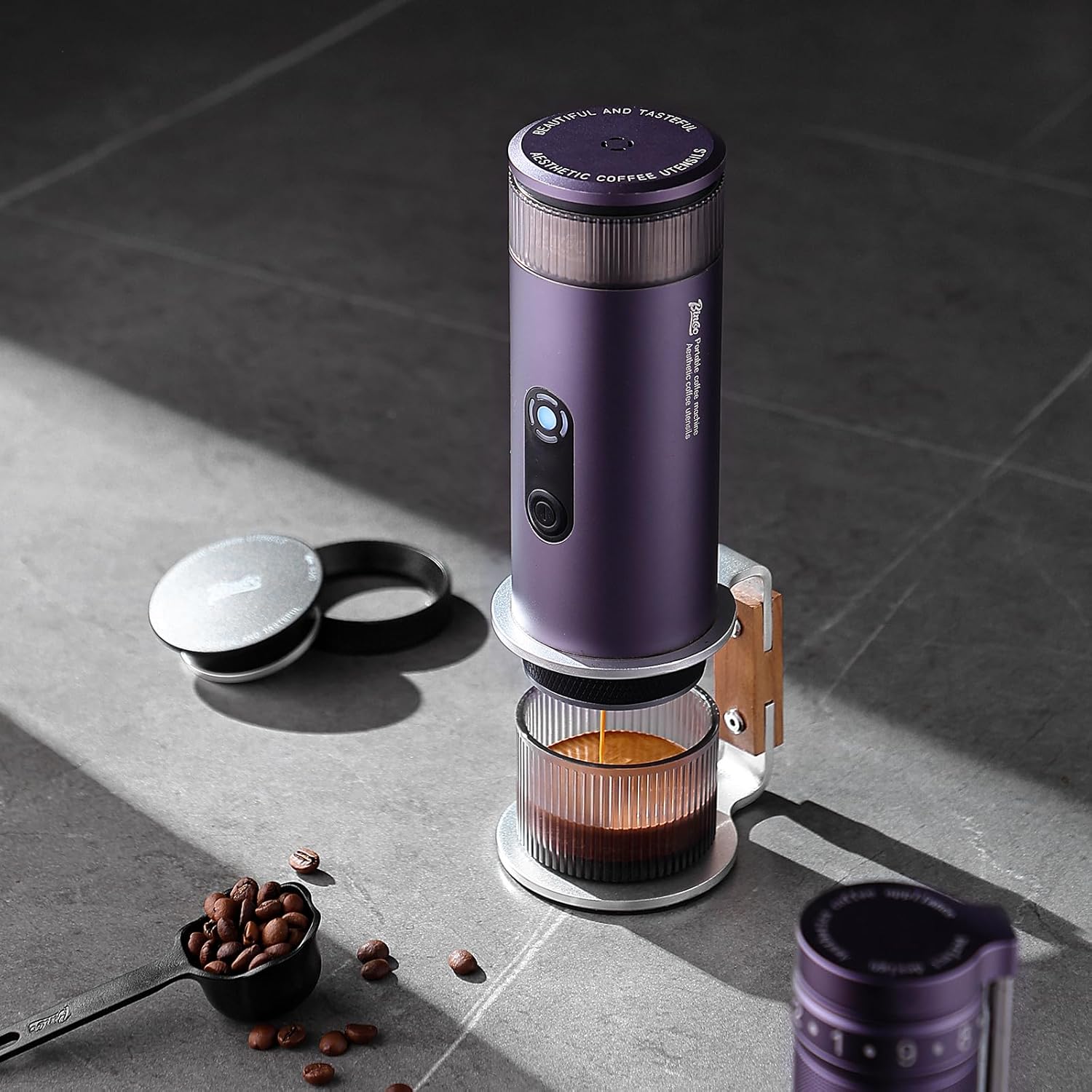 Portable Espresso Maker, Award-Winning & One-Touch Puck Ejection, Hot and Cold Brew, Complete Kit with Stainless Steel Double Shot Portafilter, Stand & Case, Self-Heating Machine for Travel, H1pro