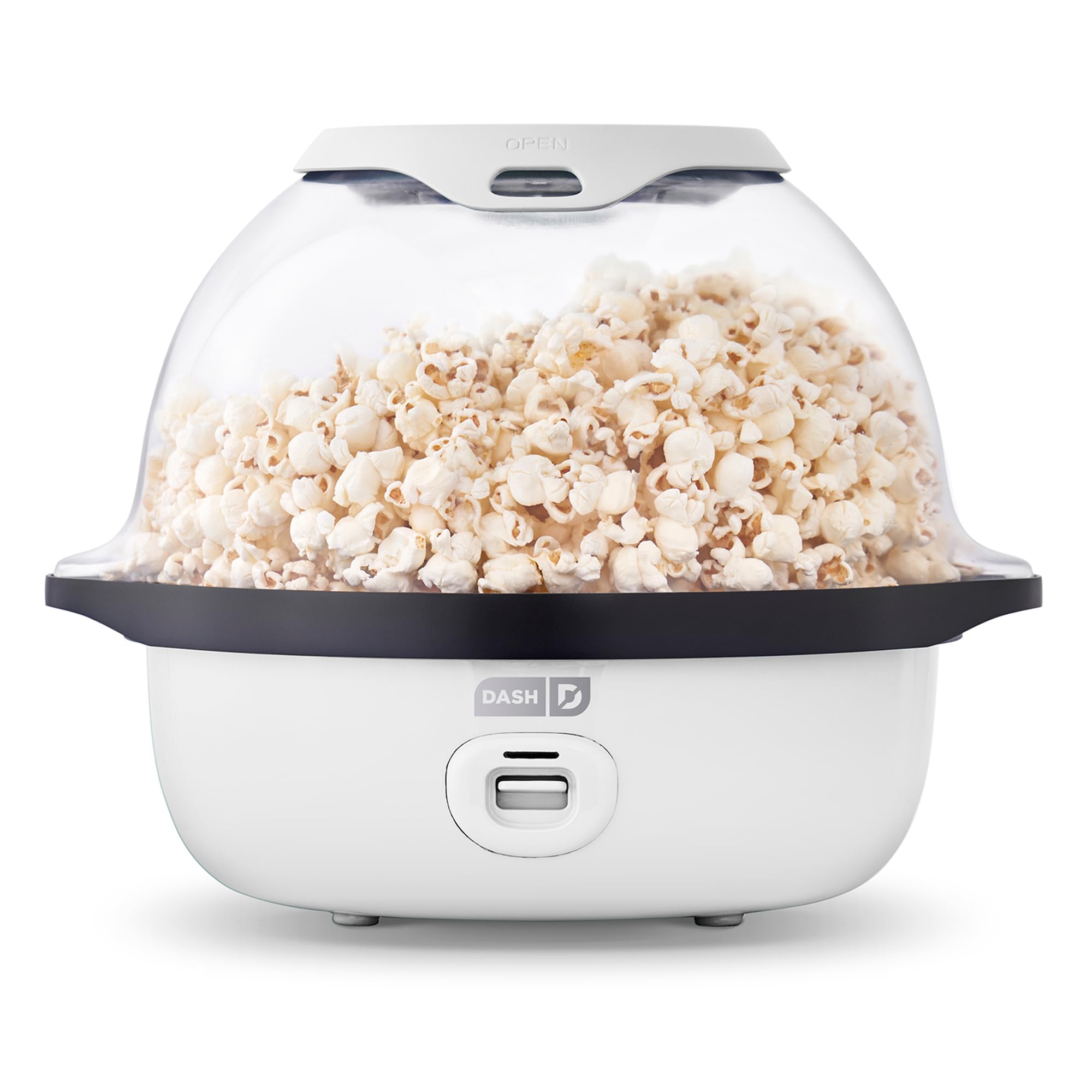 DASH SmartStore™ Deluxe Stirring Popcorn Maker, Hot Oil Electric Popcorn Machine with Large Lid for Serving Bowl and Convenient Storage, 24 Cups – White