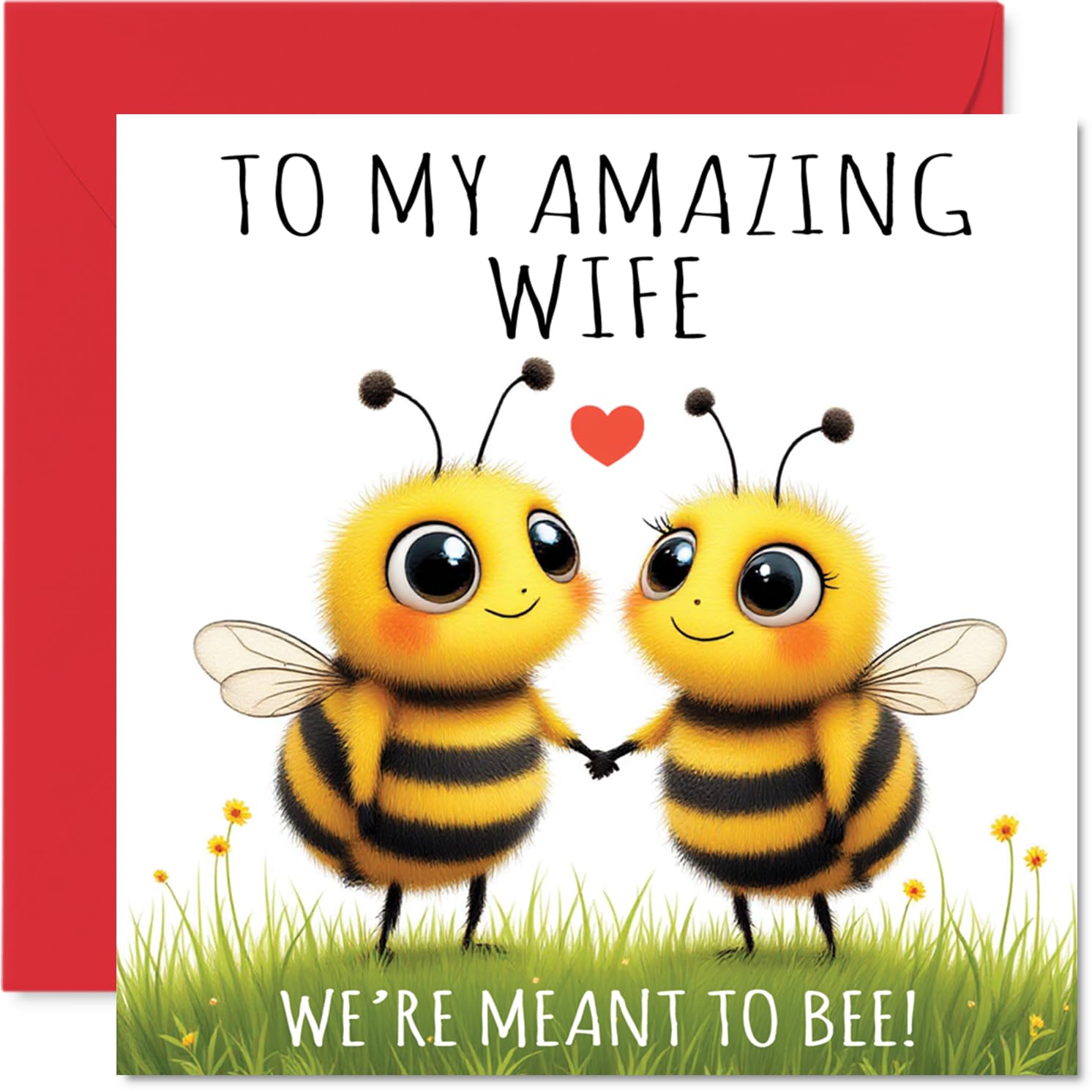 Wife Anniversary Card - Meant to Bee - Happy Anniversary Card for Wife from Husband Partner, 145mm Wedding Anniversaries Greeting Cards