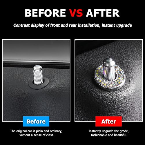 Miniatura 10 de 4 calcomanías brillantes para cerraduras de puerta de automóvil, diamantes de imitación, decoración de pernos de barra de jalar, calcomanías de