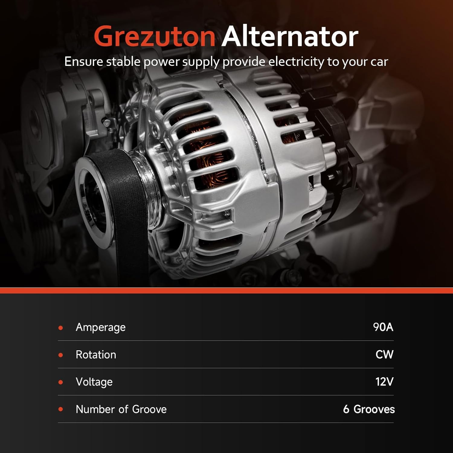 13209N Alternator Replacement New for 1.6L Hyundai Accent 2012-2017, 1.6L Veloster 2012 2013 2014 2015 2016 2017 for 1.6L Kia Rio 2012 2013, 2616741 13209 2607372 13209A