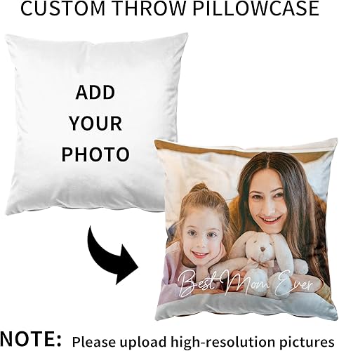 Miniatura 4 de Easycosy Almohada personalizada con imagen y texto, funda de almohada personalizada de terciopelo de dos lados, funda de almohada personalizada de