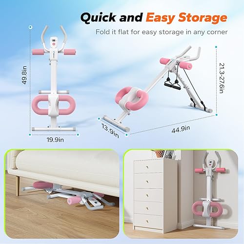 Miniatura 5 de MERACH Máquina de abdominales, equipo de entrenamiento abdominal, máquina de entrenamiento abdominal ajustable para entrenamiento de abdominales en