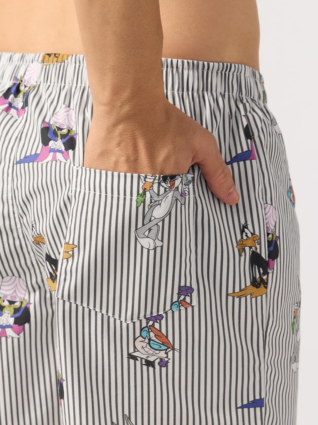 The Souled Store Cartoon Network: Ultimate Fun - Boxer da uomo e ragazzo, con elastico in vita, in cotone bianco e nero, vestibilità regolare, leggeri, per tutti i giorni