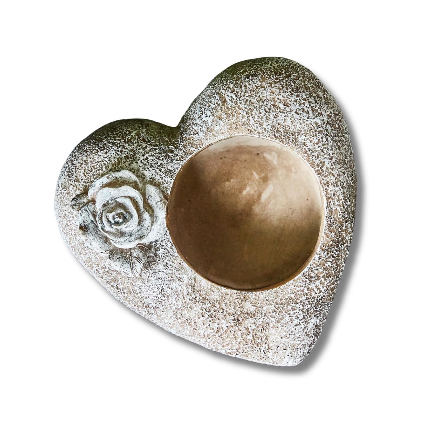 3 Pagen Decoración para tumba con forma de corazón con rosa, resistente a la intemperie, piedra conmemorativa con soporte para vela funeraria, piedra de luto, resistente a las heladas, 15 x 15 cm